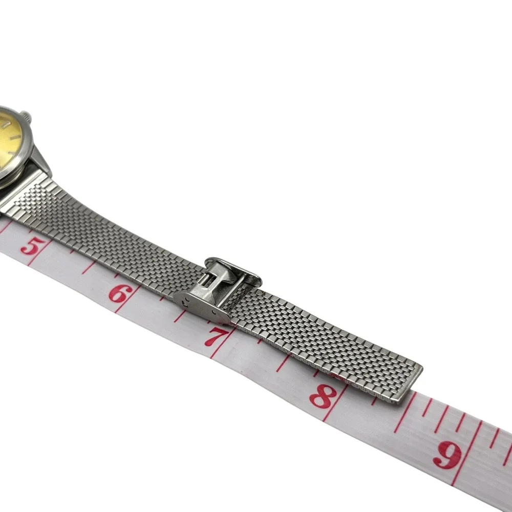 TOKYObay Silver Mesh Watch Yellow Sunray Dial Stainless Steel Analog Quartz